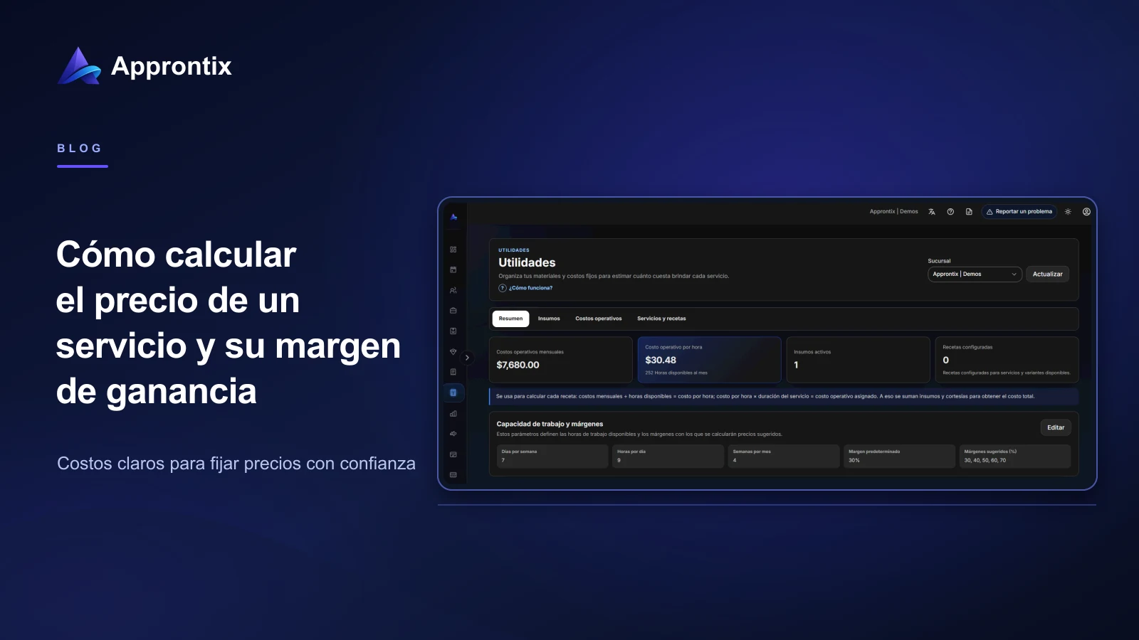 Calculadora de costos y precio sugerido para un servicio