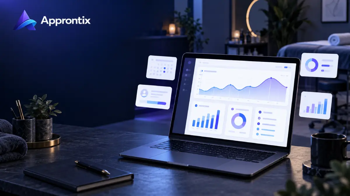 Portátil con un panel visual de citas, ocupación e indicadores del negocio